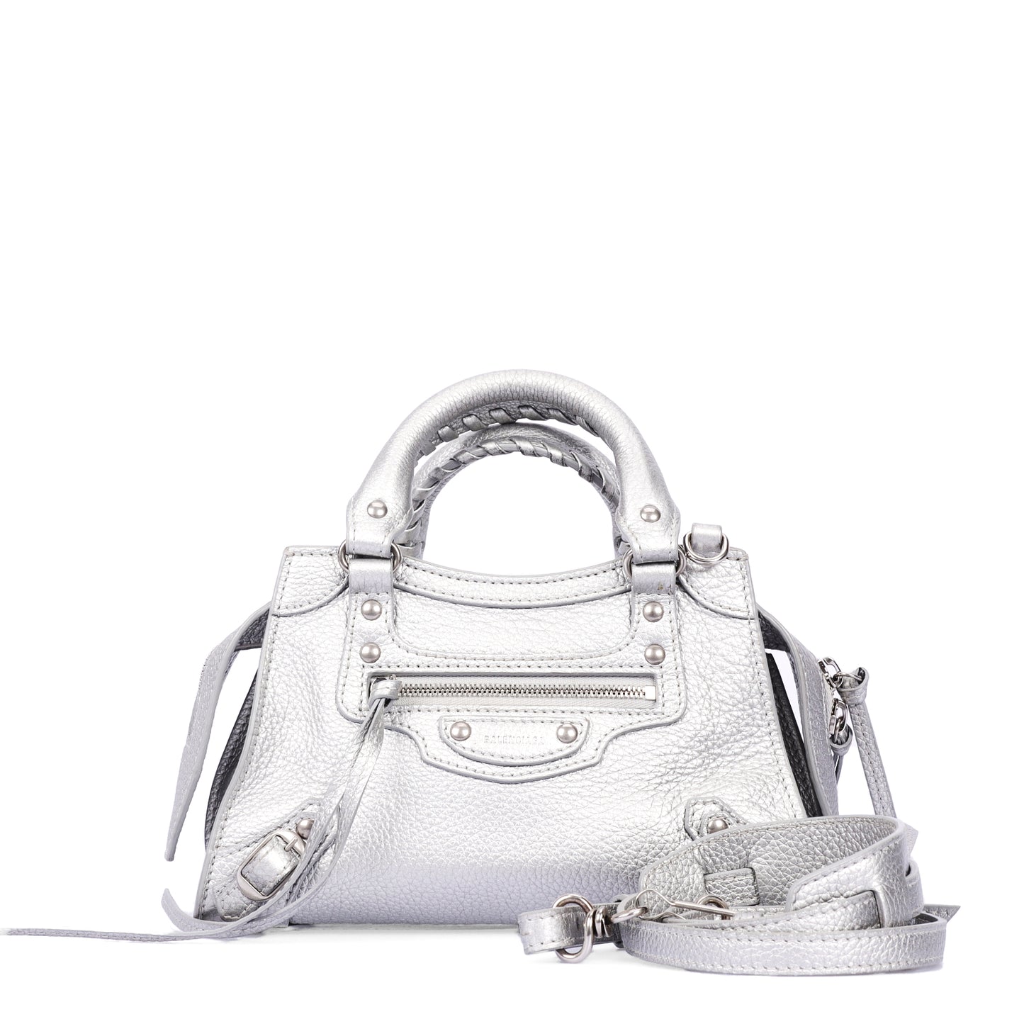 Pre-Owned Balenciaga City Silver Calfskin Shoulder Bag 54450961