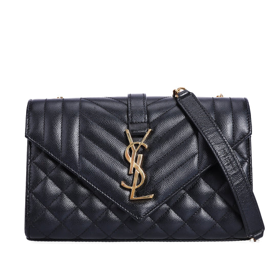Pre-Owned Saint Laurent Monogram Black Quilted Calfskin Shoulder Bag 54865976