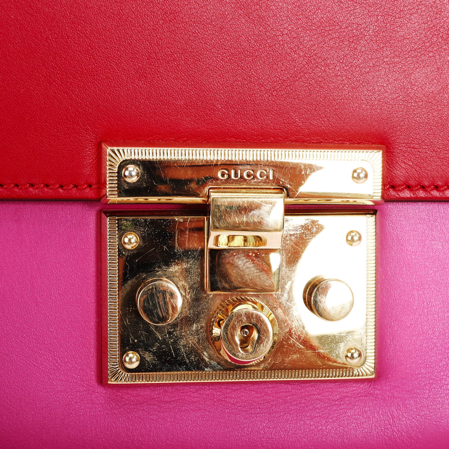 Pre-Owned Gucci Padlock Red Calfskin Leather Shoulder Bag 55127709