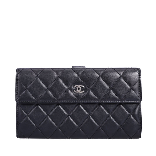 Pre-Owned Chanel Classic Black Lambskin Leather Long Wallet 55598247