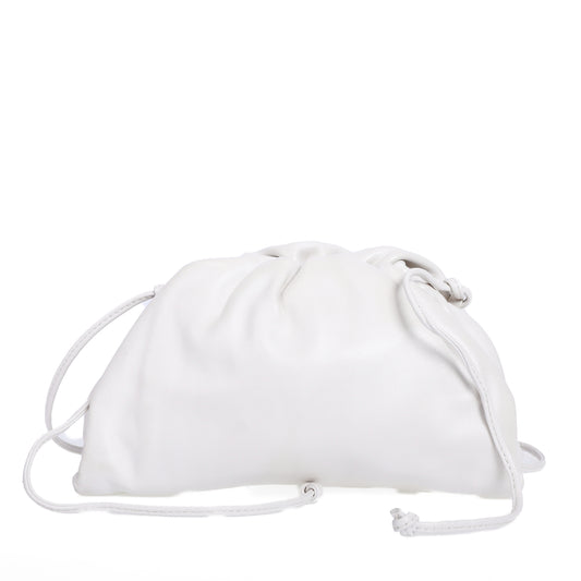 Pre-Owned Bottega Veneta White Calfskin The Pouch Clutch Bags Small Leather Goods 55774846