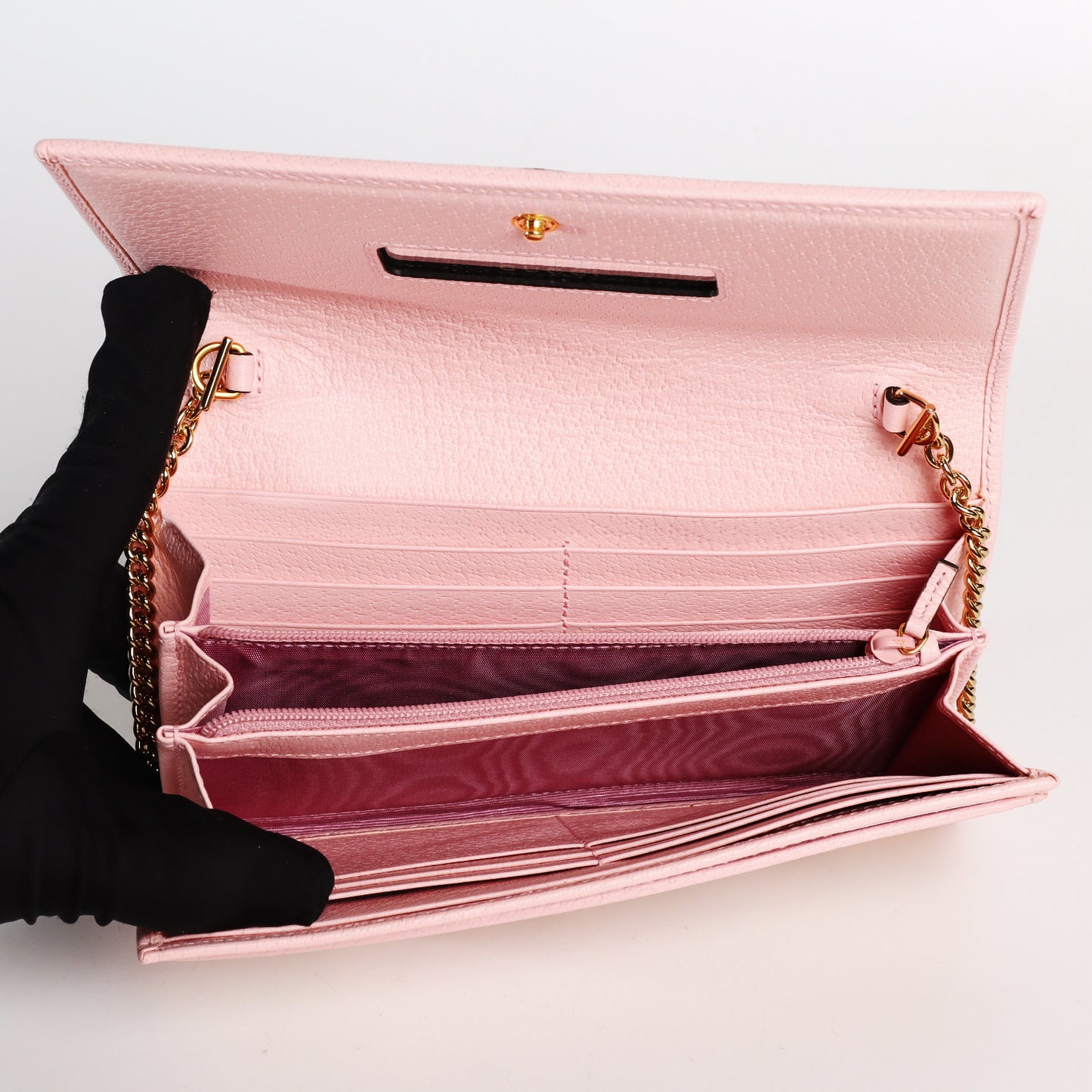 Pre-Owned Gucci Floral  Pink Calfskin Wallet On Chain 56291141