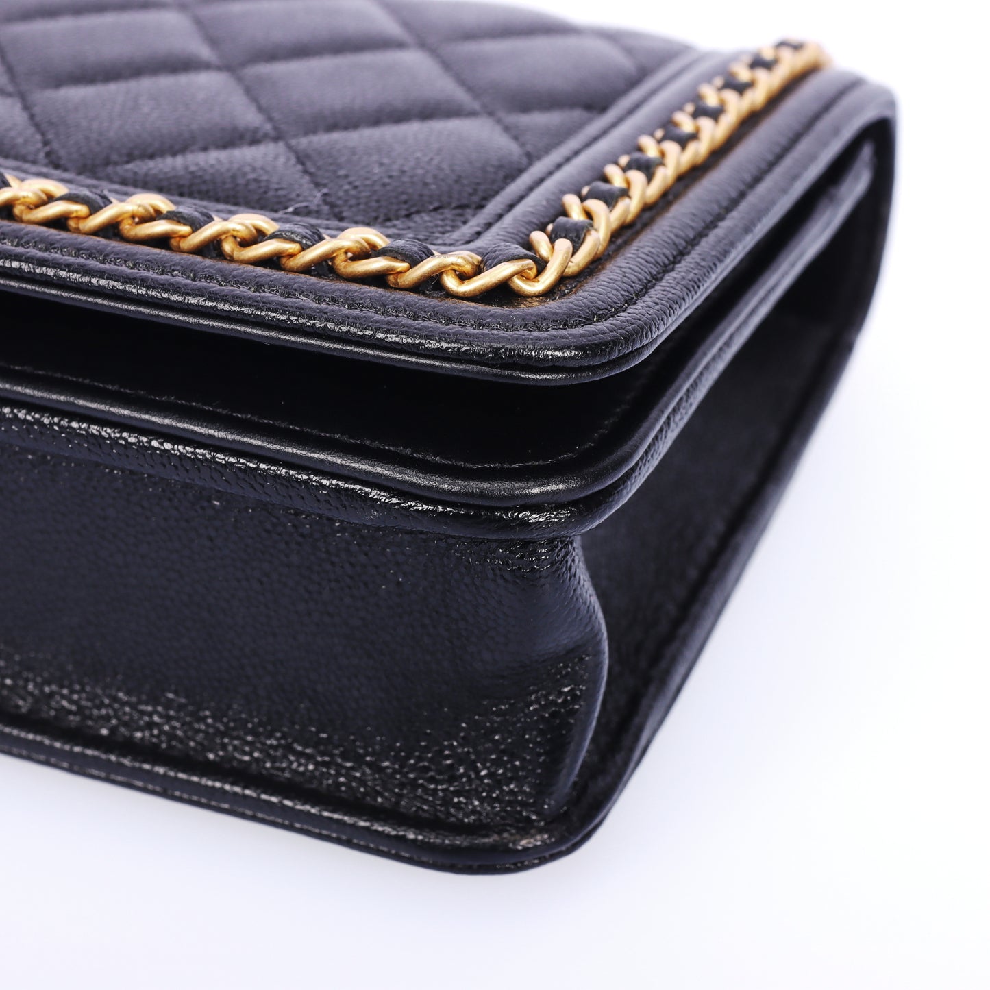 Pre-Owned CHANEL Boy Black Caviar Calfskin Wallet On Chain 56530039 L