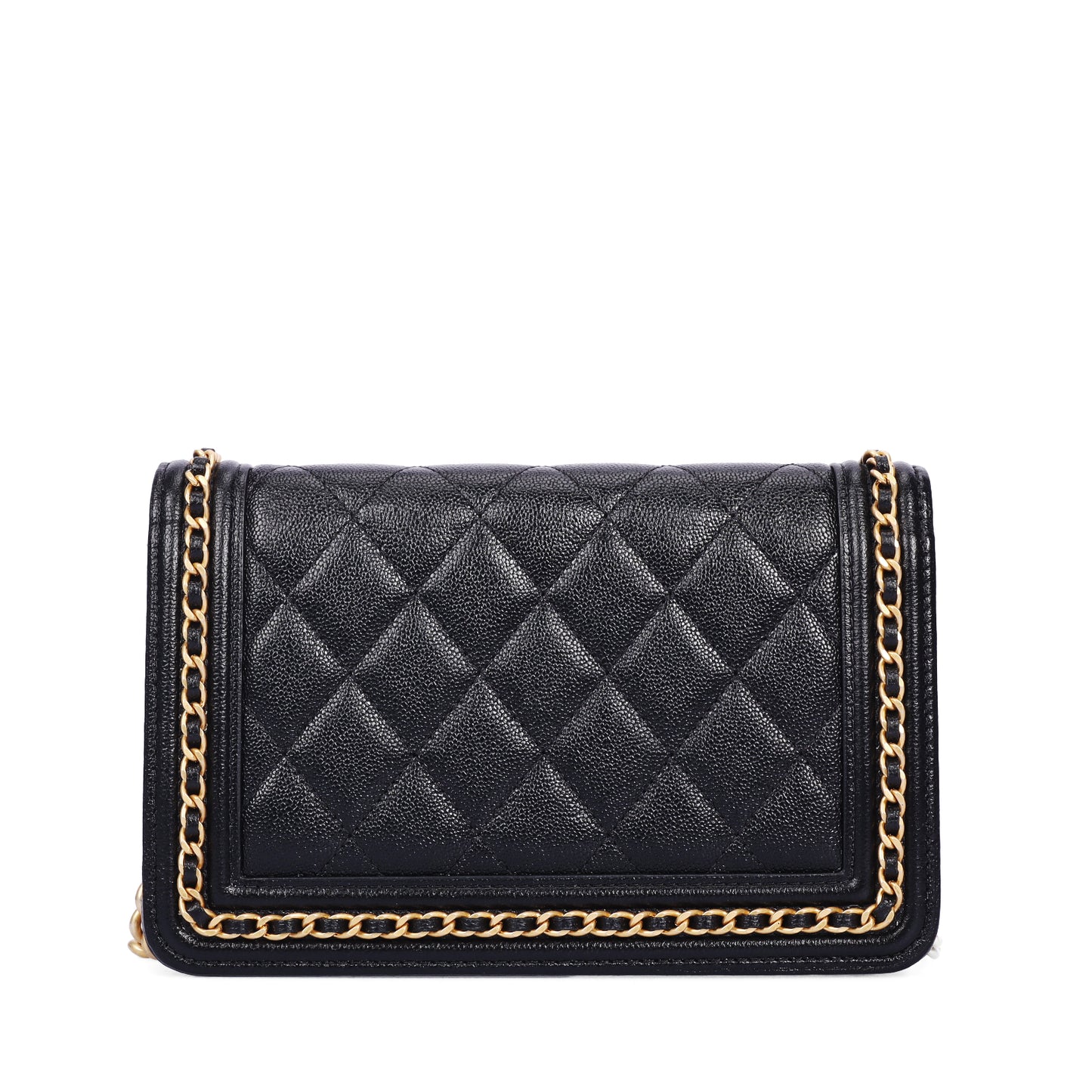 Pre-Owned CHANEL Boy Black Caviar Calfskin Wallet On Chain 56530039 L