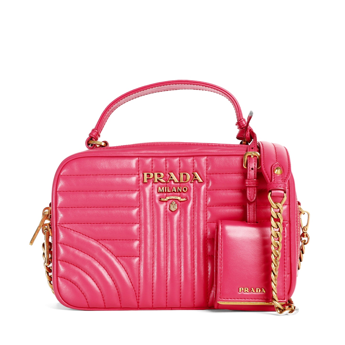 Pre-Owned Prada Diagramme Pink Calfskin Crossbody Bag 56586040