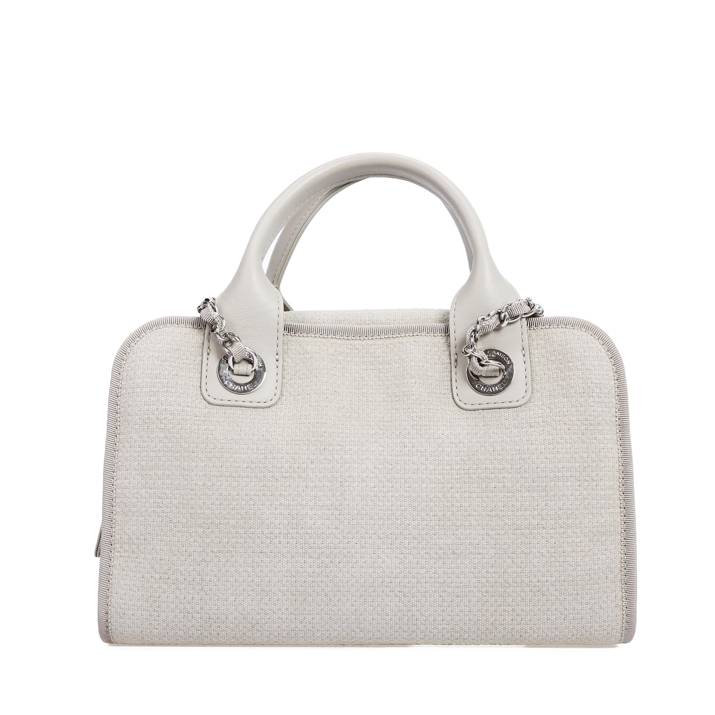 Pre-Owned Chanel Deauville Bowling Gray Canvas Shoulder Bag 56806447