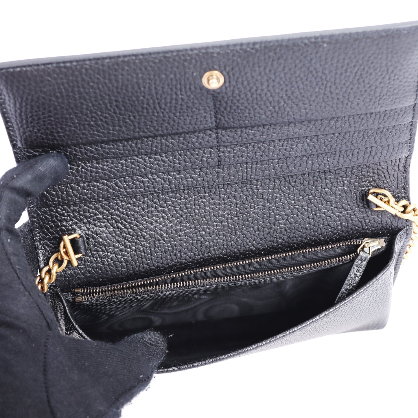 Pre-Owned Gucci Interlocking G Black Calfskin Wallet on Chain 57212467