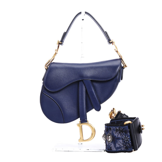 Pre-Owned Dior Saddle Blue Calfskin Crossbody Bag 58264446