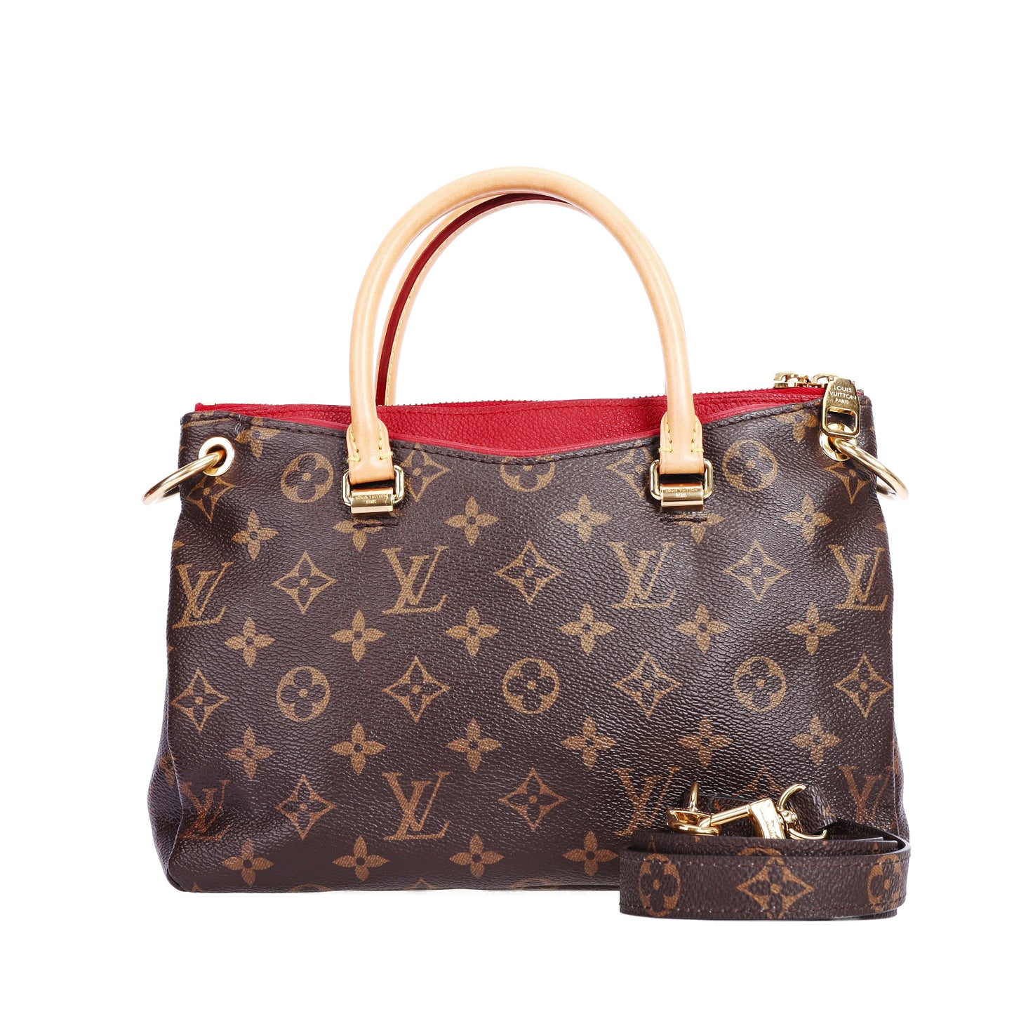 Pre-Owned Louis Vuitton Pallas Small Size Monogram Brown Coated Canvas Shoulder Bag 58329595