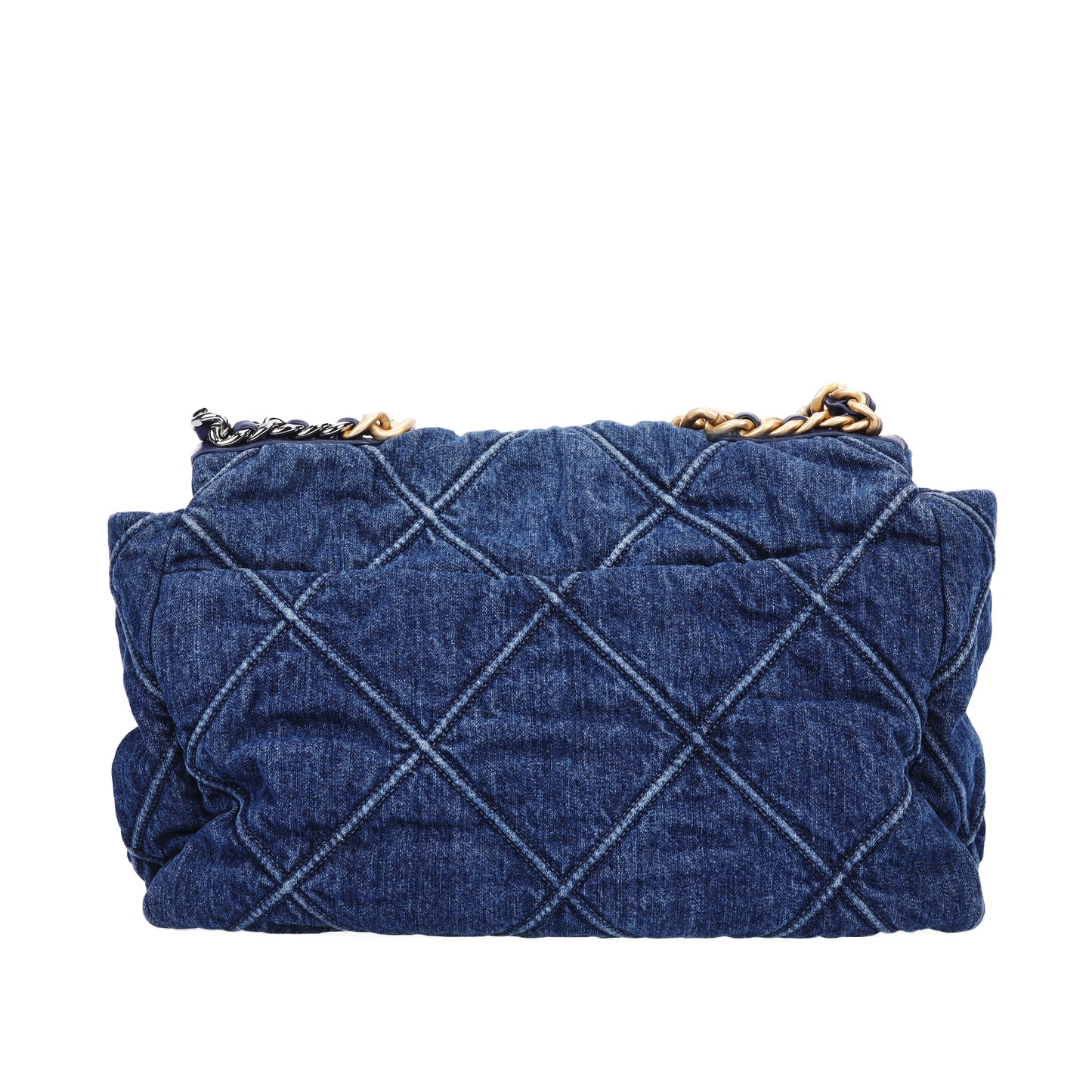 Pre-Owned Chanel 19 Large Size Blue Quilted Denim Shoulder Bag 59062679 L