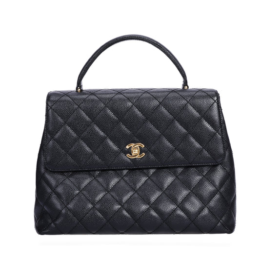 Pre-Owned Chanel Kelly Black Calfskin Top Handle Bag 60534211 L