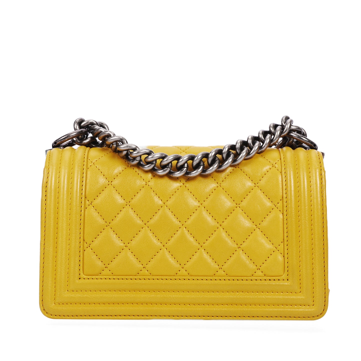 Pre-Owned Chanel Le Boy Small Size Yellow Calfskin Shoulder Bag 60849146 L