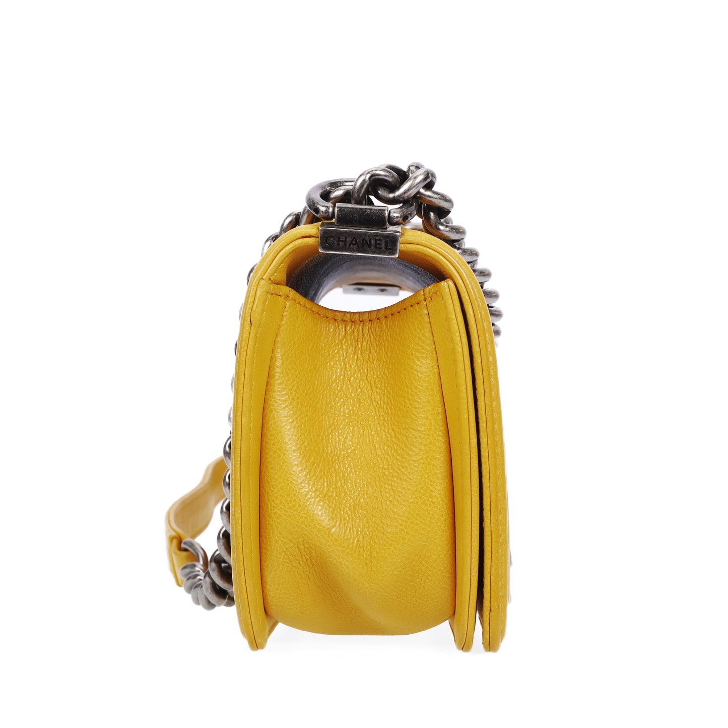Pre-Owned Chanel Le Boy Small Size Yellow Calfskin Shoulder Bag 60849146 L