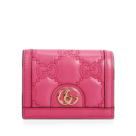 Pre-Owned Gucci GG Matelassé Pink Calfskin Compact Wallet 61047920