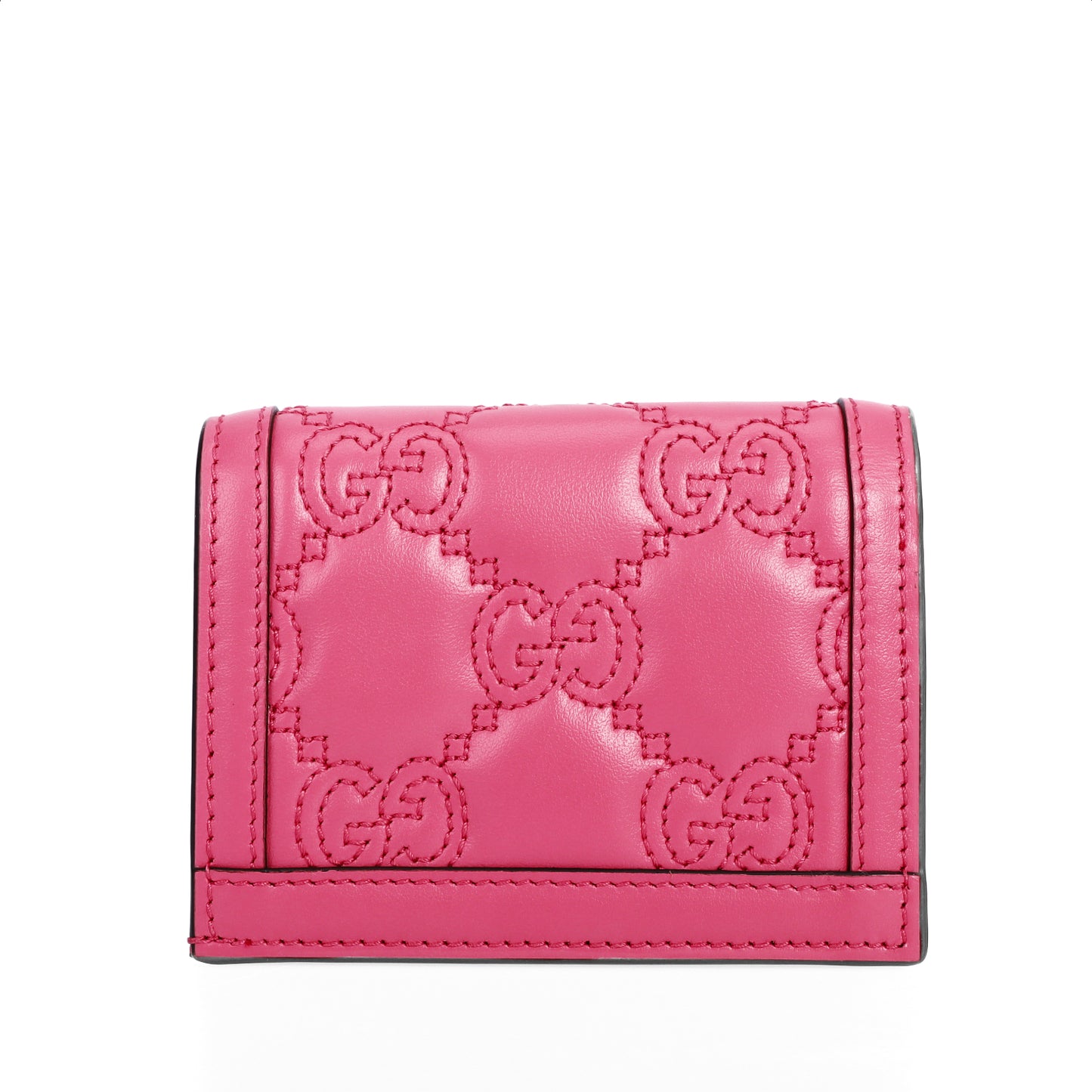 Pre-Owned Gucci GG Matelassé Pink Calfskin Compact Wallet 61047920