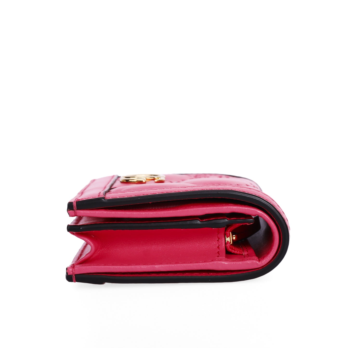 Pre-Owned Gucci GG Matelassé Pink Calfskin Compact Wallet 61047920