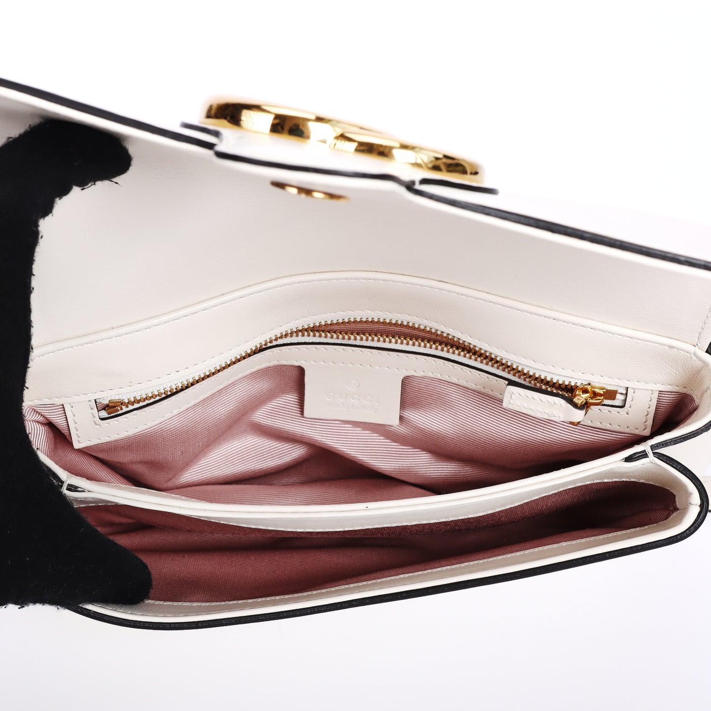 Pre-Owned Gucci Arli White Calfskin Shoulder Bag B61414416