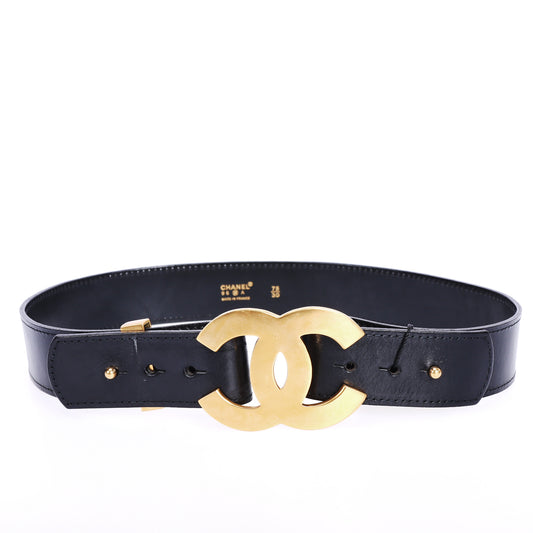 Pre-Owned Chanel Black Calfskin Leather Belt 61628937