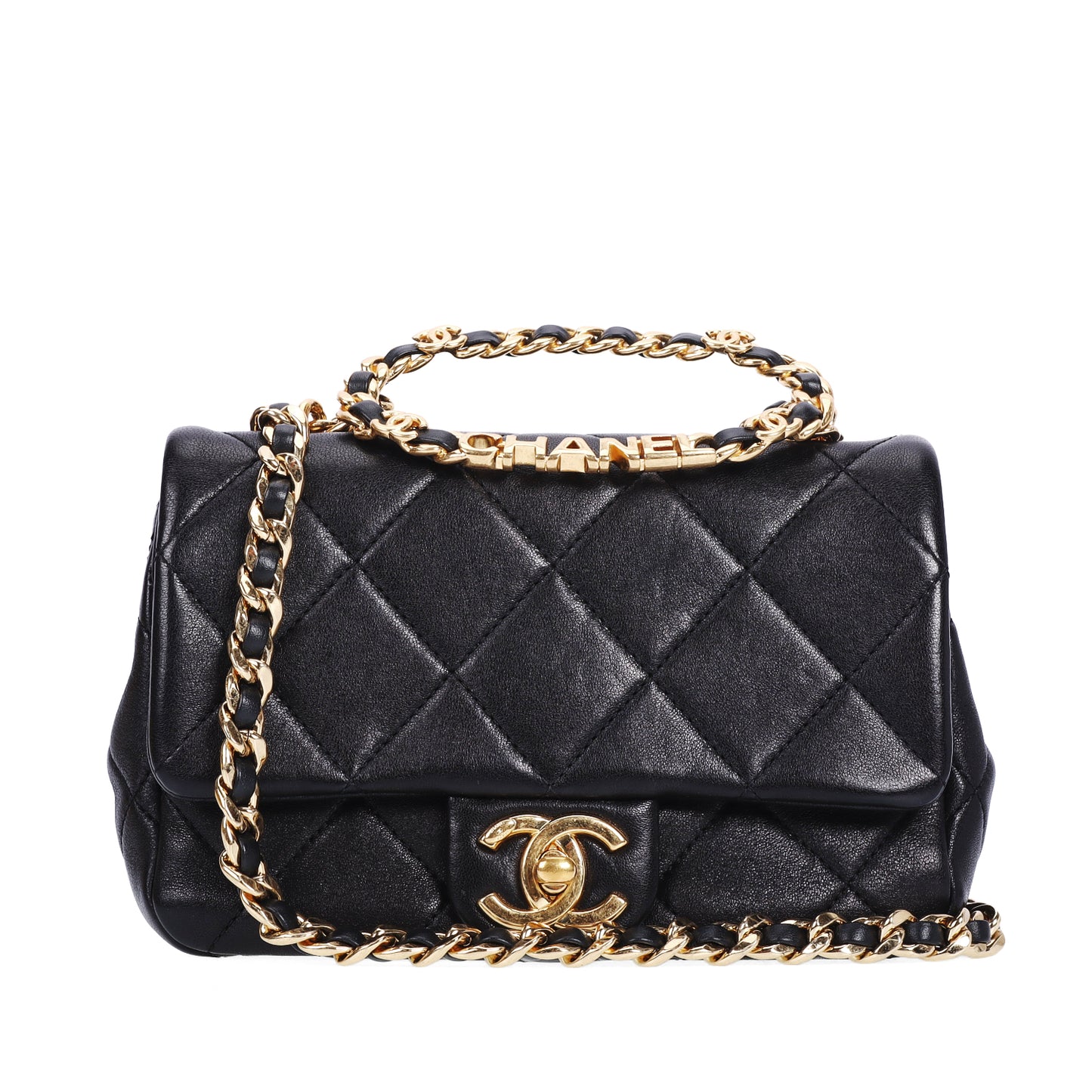 Pre-Owned Chanel 23C Flap Black Lambskin Shoulder Bag 62984324 L