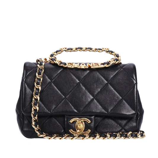 Pre-Owned Chanel 23C Flap Black Lambskin Shoulder Bag 62984324 L
