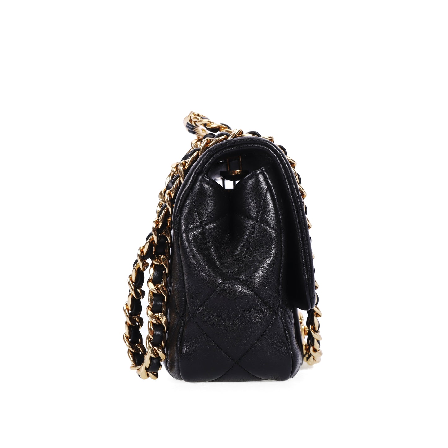 Pre-Owned Chanel 23C Flap Black Lambskin Shoulder Bag 62984324 L