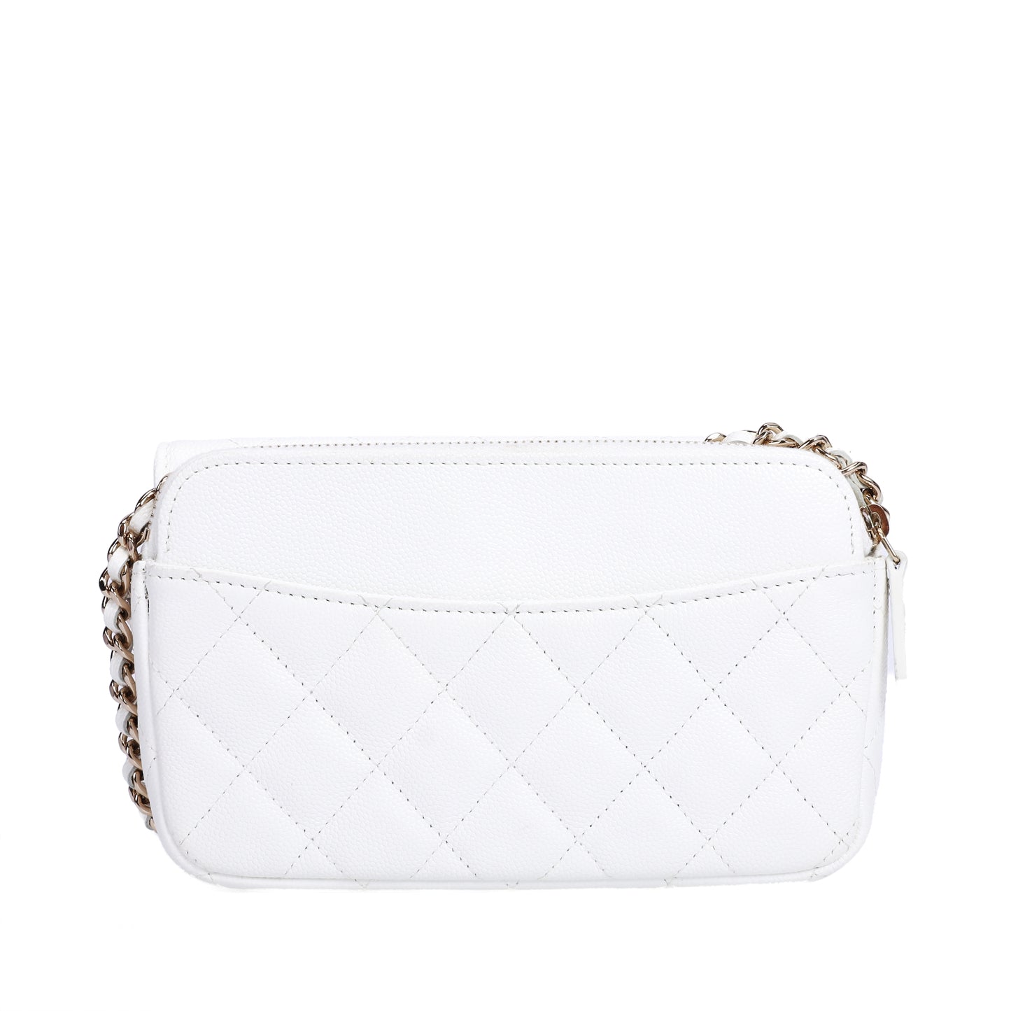 Pre-Owned Chanel Classic Flap White Calfskin Leather Chain Shoulder Bag 63949210