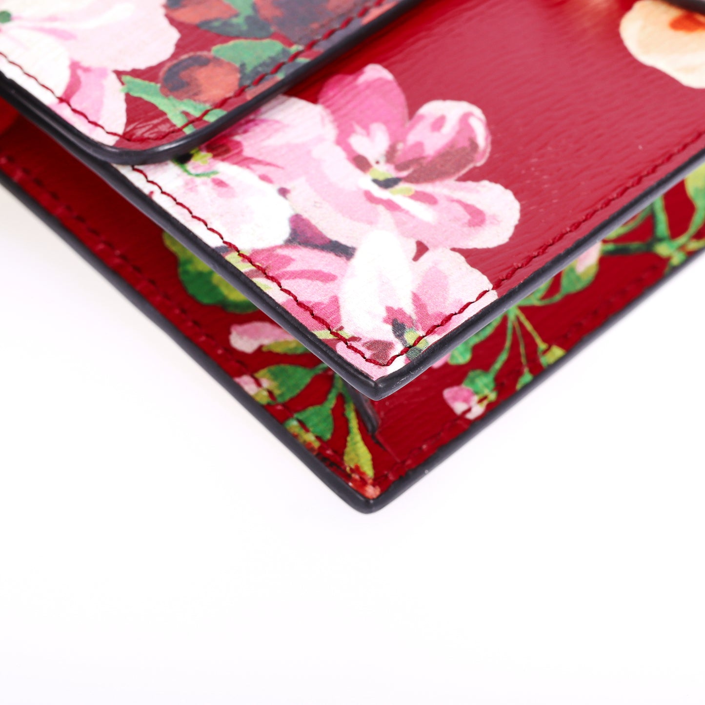 Pre-Owned Gucci Interlocking Red Floral Print Patent Calfskin Crossbody Bag 64888516