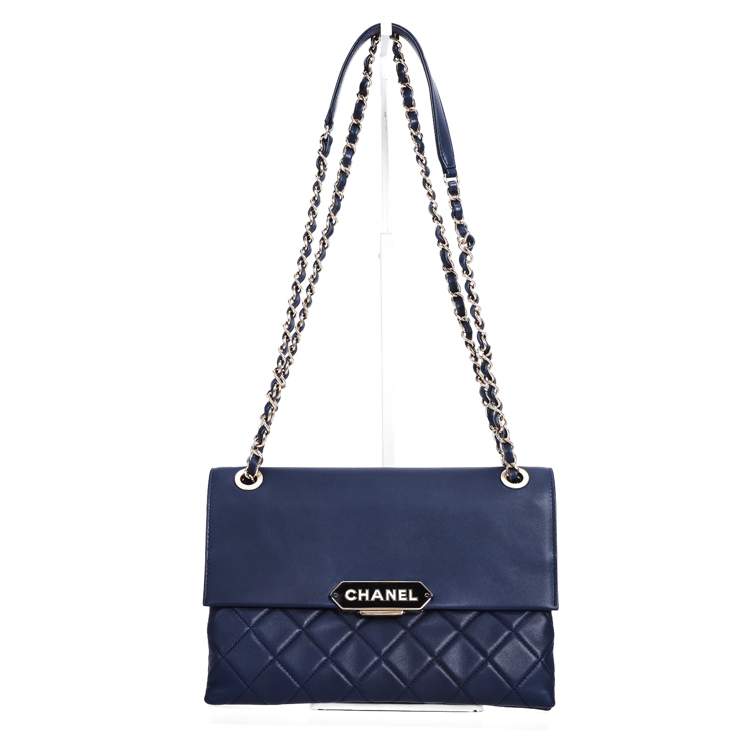 Pre-Owned Chanel Flap Navy Lambskin Shoulder Bag 64951453 L