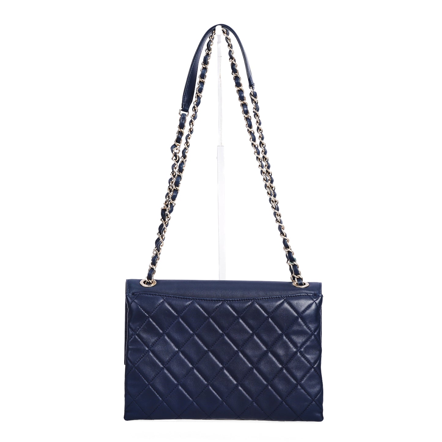 Pre-Owned Chanel Flap Navy Lambskin Shoulder Bag 64951453 L