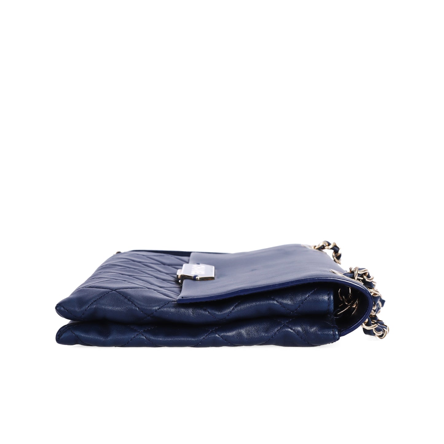 Pre-Owned Chanel Flap Navy Lambskin Shoulder Bag 64951453 L