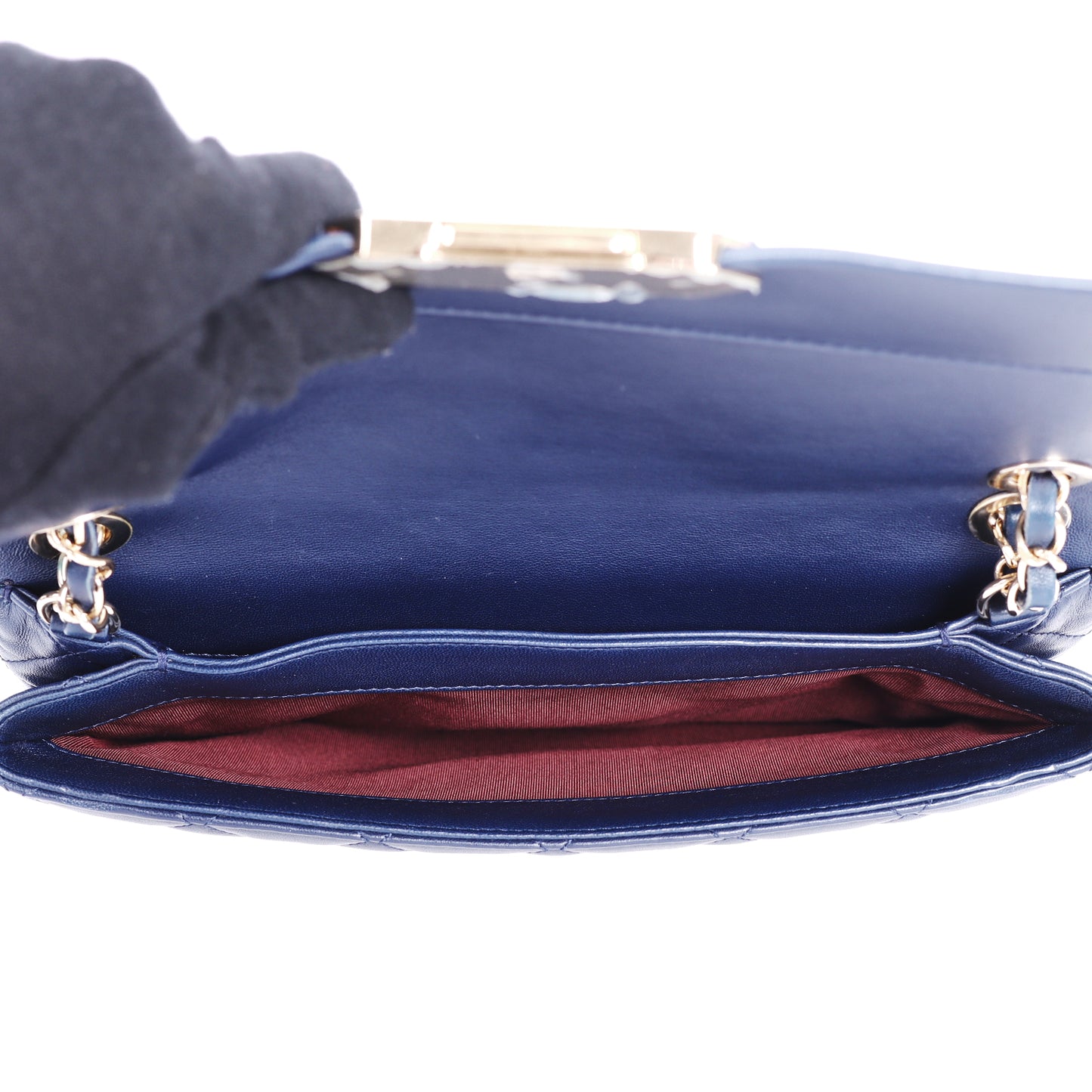 Pre-Owned Chanel Flap Navy Lambskin Shoulder Bag 64951453 L