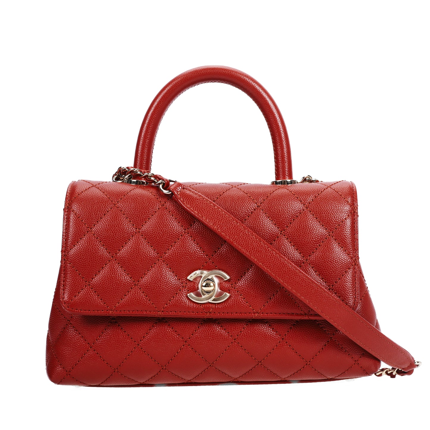 Pre-Owned Chanel Coco Handle Red Caviar Calfskin Shoulder Bag 65868875