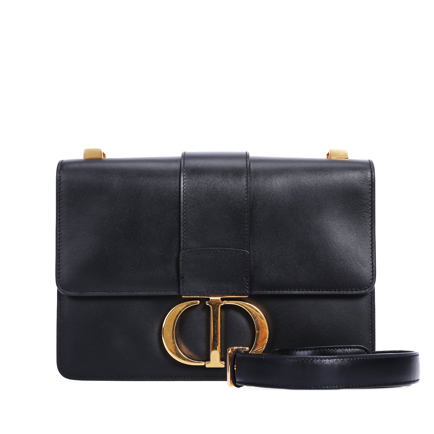 Pre-Owned Dior 30 Montaigne Black Calfskin Shoulder Bag 66690010