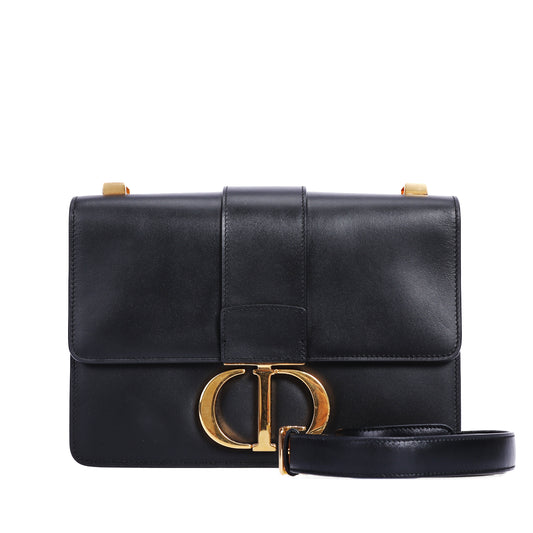 Pre-Owned Dior 30 Montaigne Black Calfskin Shoulder Bag 66690010