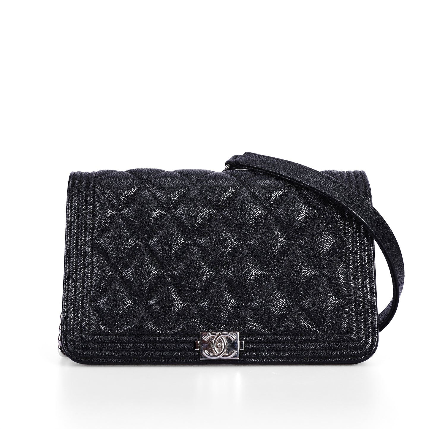 Pre-Owned Chanel Boy Black Calfskin Wallet on Chain 66815808 L