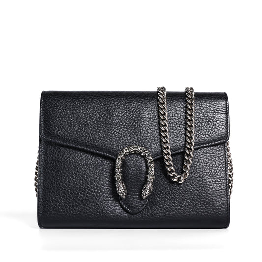 Pre-Owned Gucci Dionysus Black Leather Chain Shoulder Bag 67026415