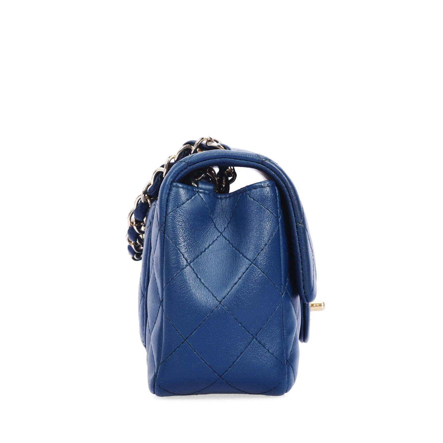Pre-Owned Chanel Classic Flap Mini Blue Calfskin Shoulder Bag 67450330