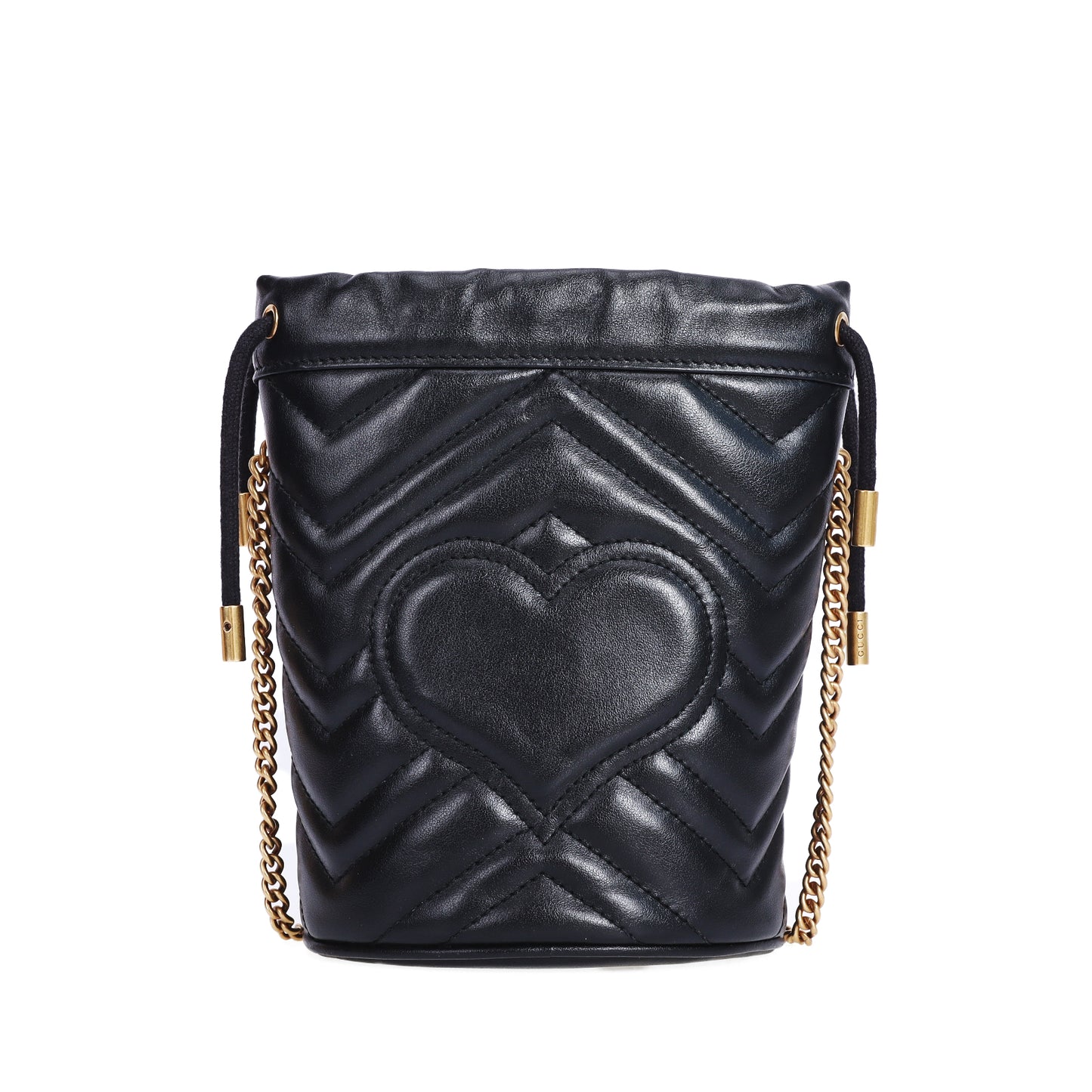 Pre-Owned Gucci GG Marmont Bucket Black Calfskin Shoulder Bag 67685325