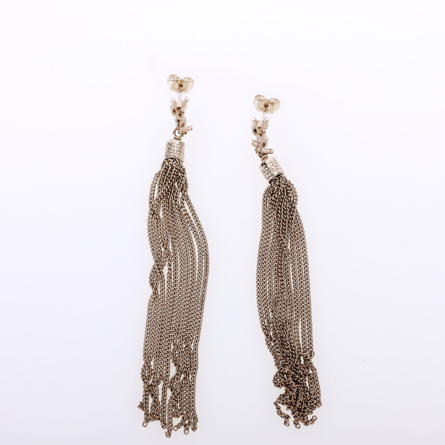 Pre-Owned Saint Laurent Tassel Chain Gold-Tone Drop Earrings 68692401