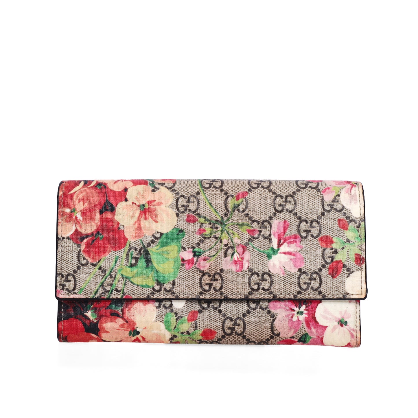 Pre-Owned Gucci Blooms GG Supreme Beige Coated Canvas Long Wallet 69396688