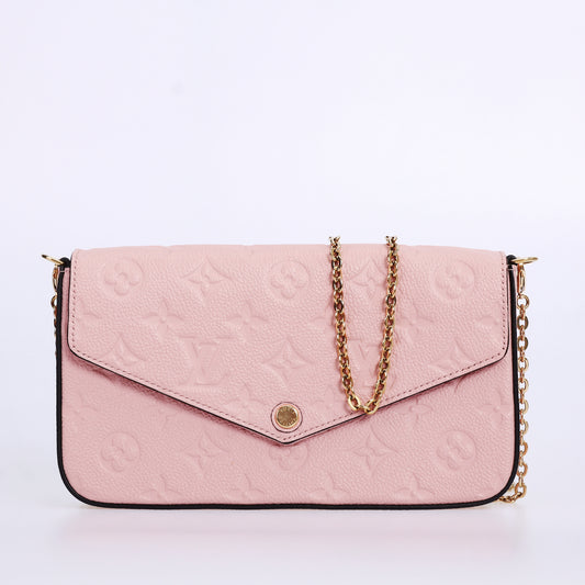 Pre-Owned Louis Vuitton Pochette Félicie Pink Empreinte Calfskin Wallet on Chain 69488887