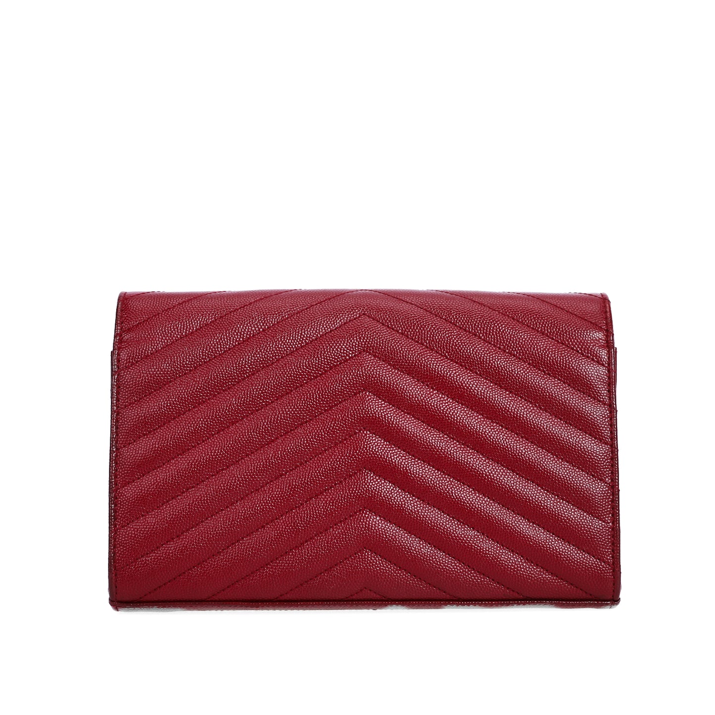 Pre-Owned Saint Laurent Red GGrain de Poudre Calfskin Wallet on Chain 69542553