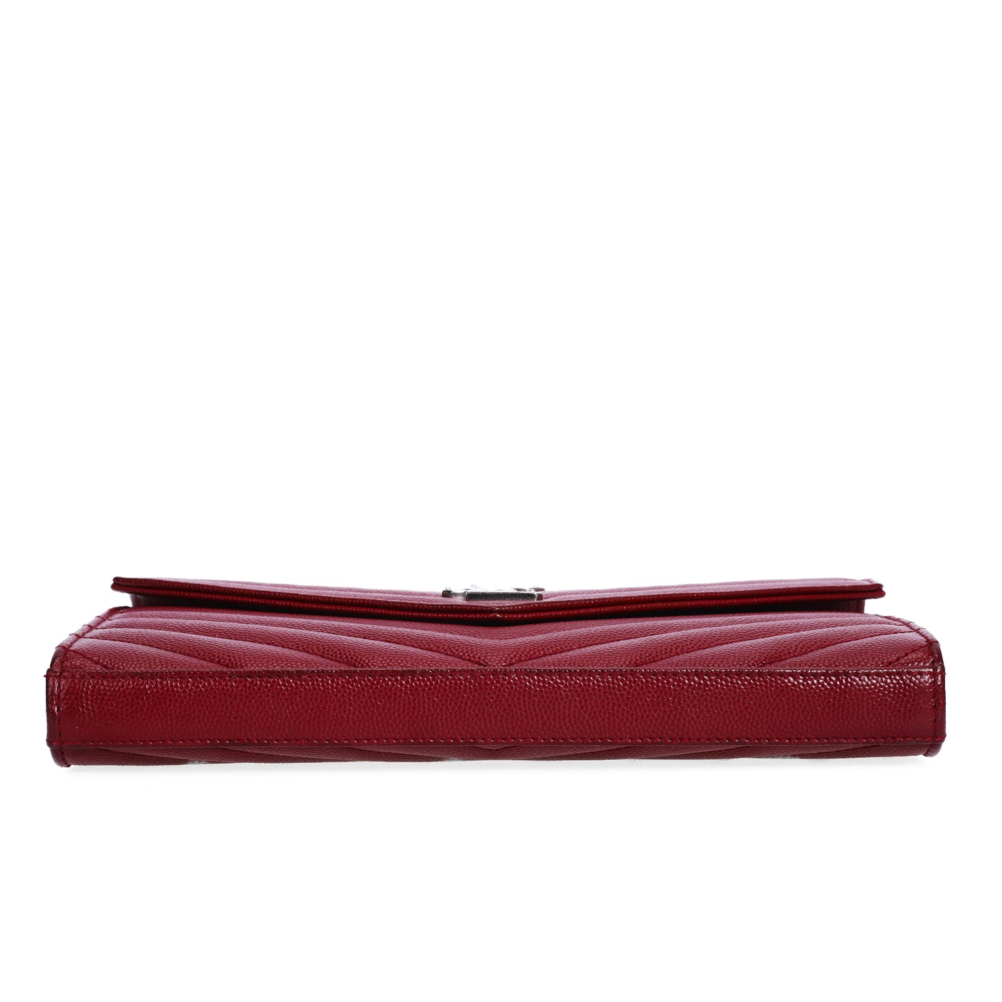 Pre-Owned Saint Laurent Red GGrain de Poudre Calfskin Wallet on Chain 69542553