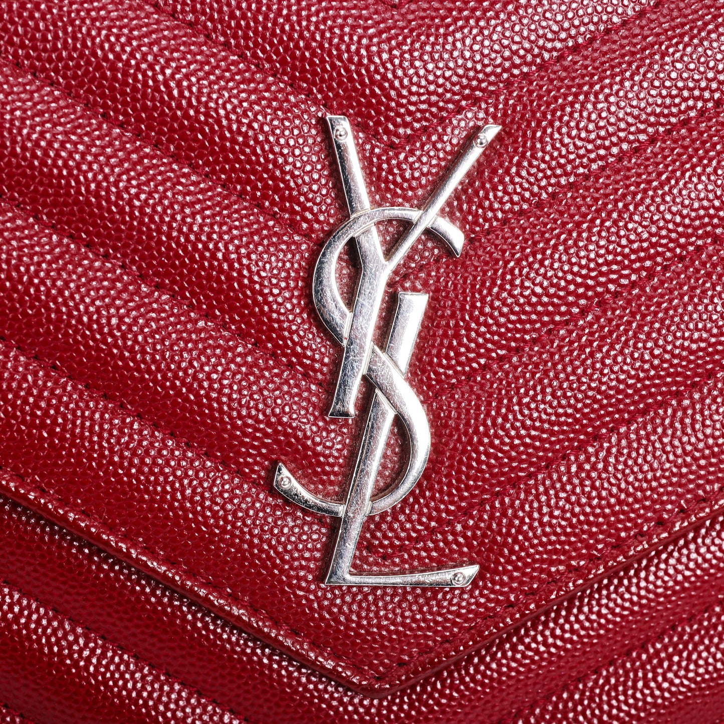 Pre-Owned Saint Laurent Red GGrain de Poudre Calfskin Wallet on Chain 69542553