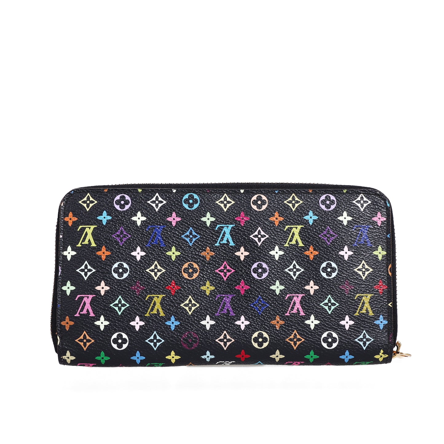 Pre-Owned Louis Vuitton Zip-Around Black Murakami Coated Canvas Long Wallet 70805622