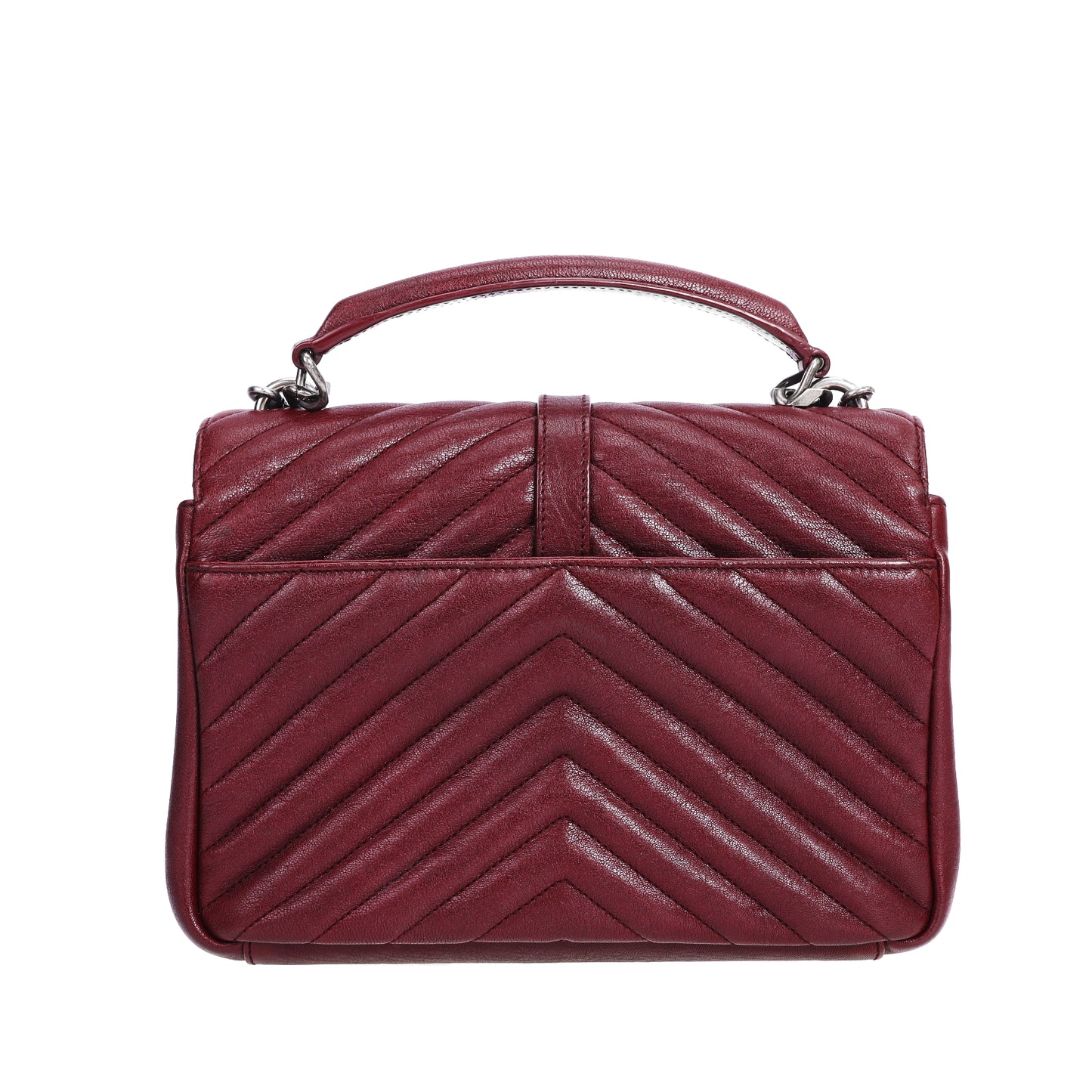 Pre-Owned Saint Laurent Burgundy Chevron Quilted Calfskin 71468058