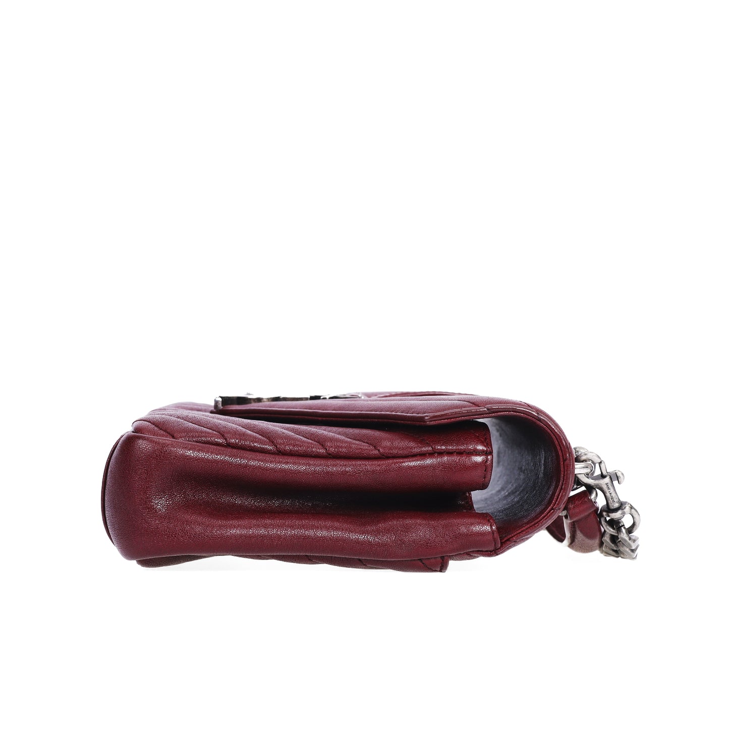 Pre-Owned Saint Laurent Burgundy Chevron Quilted Calfskin 71468058