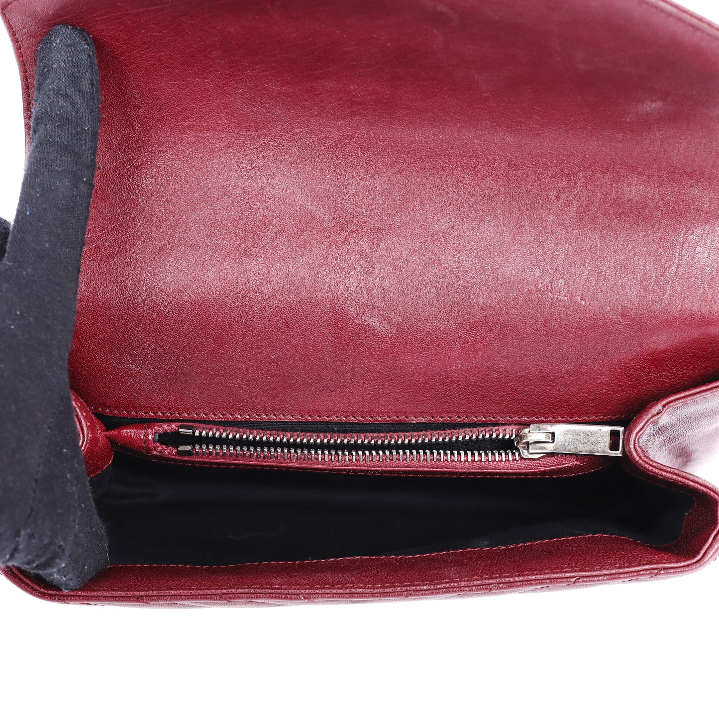 Pre-Owned Saint Laurent Burgundy Chevron Quilted Calfskin 71468058