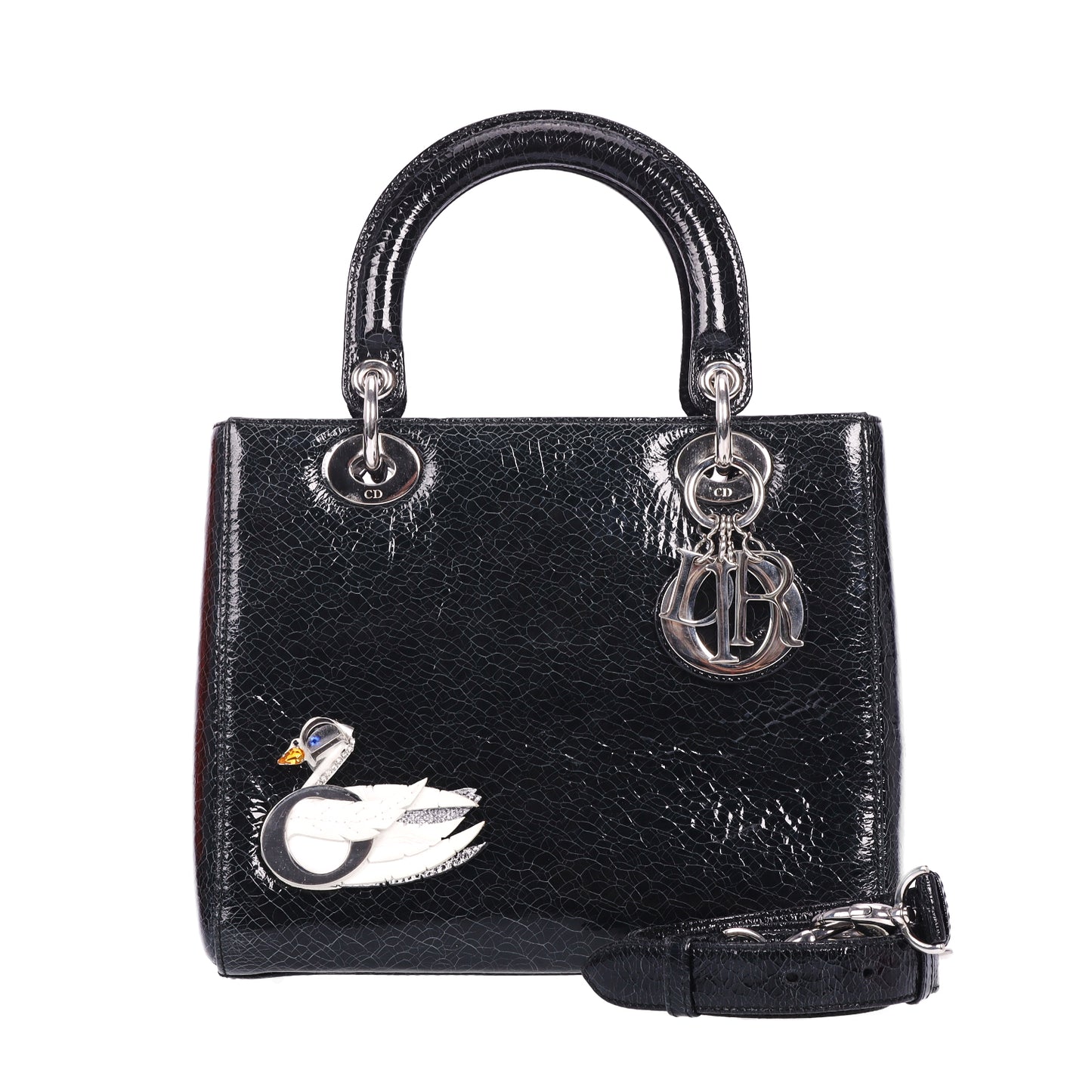 Pre-Owned Dior Lady Dior Medium Size Black Calfskin Shoulder Bag 71832803 C