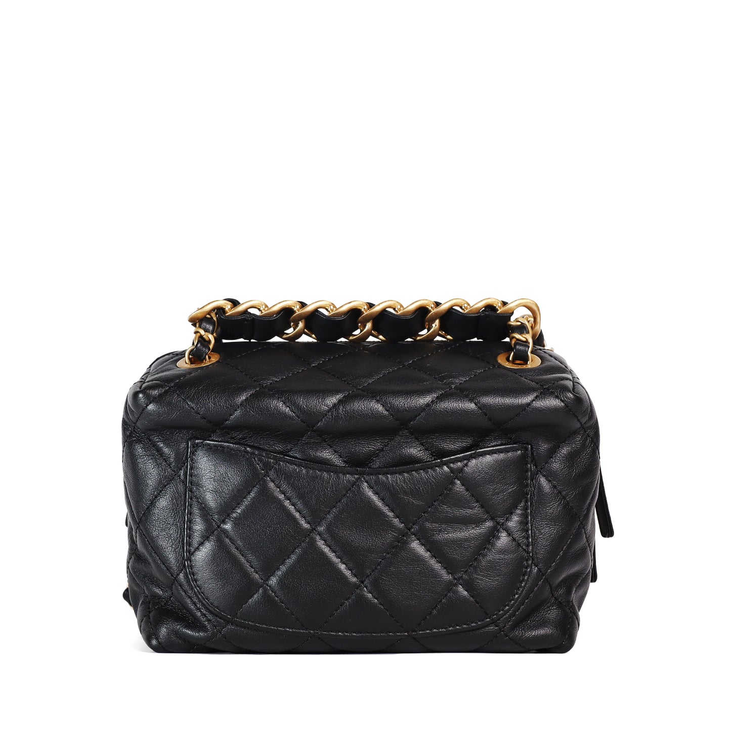 Pre-Owned Chanel Bowling  Black Calfskin Leather Crossbody Bag 72606561L